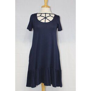 Zenana Casual Dress-Knee Length-#7041-Sizes S to 3X-NAVY BLUE-NEW
